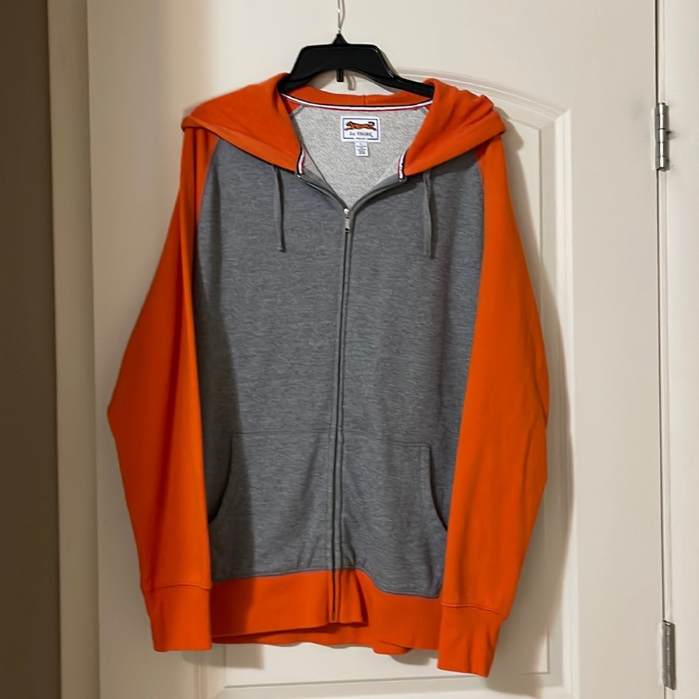 LeTigre Gray/orange Full Zip Hoodie Size XL